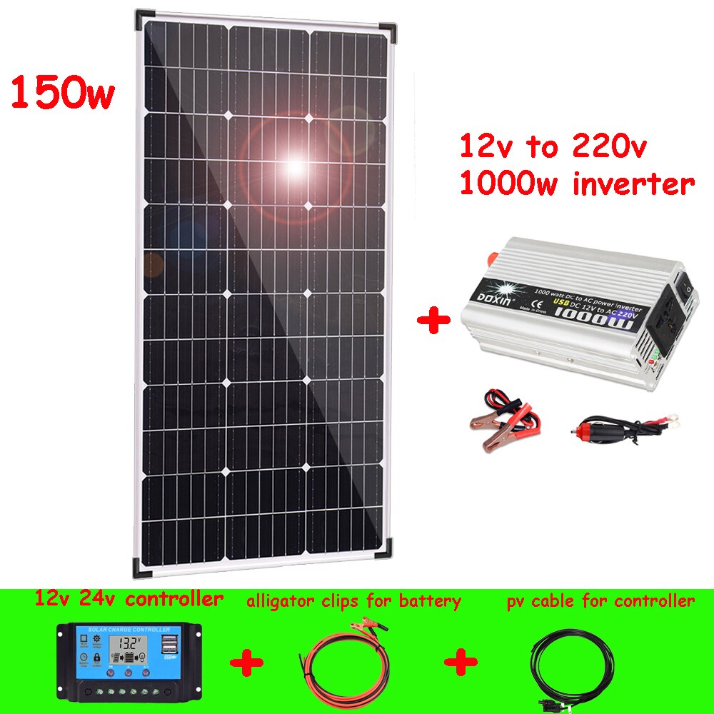 solar panel aluminum frame kit complete 12v 300w 150w photovoltaic panel system for home car camper RV boat outdoor waterproof
