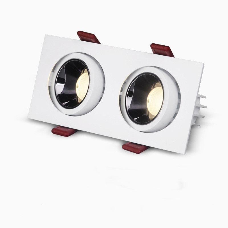 Lámpara de techo LED empotrada 24W 10W Focos LED de cabeza simple / doble CREE COB Downlight antideslumbrante para el interior de la tienda de la oficina en el hogar