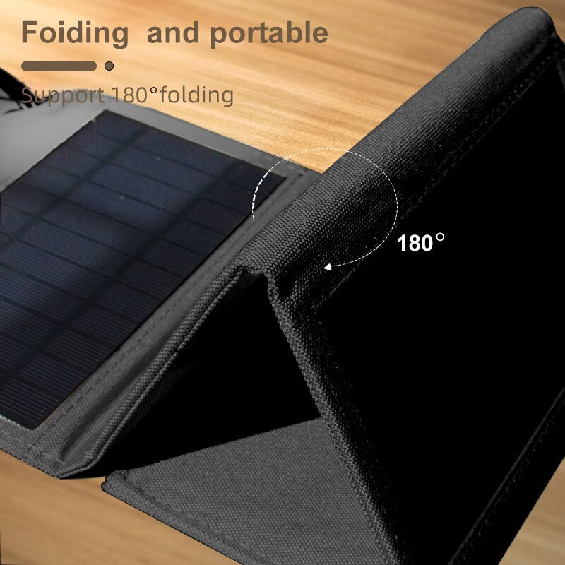 JMUYTOP Foldable usb 5v solar panels 10w 7w battery power bank For cells phone iphone xiaomi samsung 3in1 Charging Cable kit