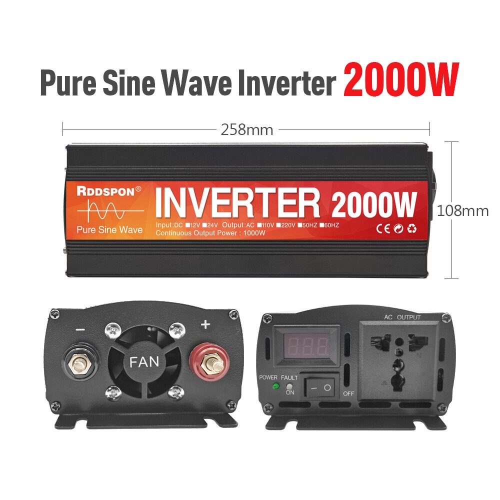 Pure Sine Wave Inverter 2OOOW 258mm R
