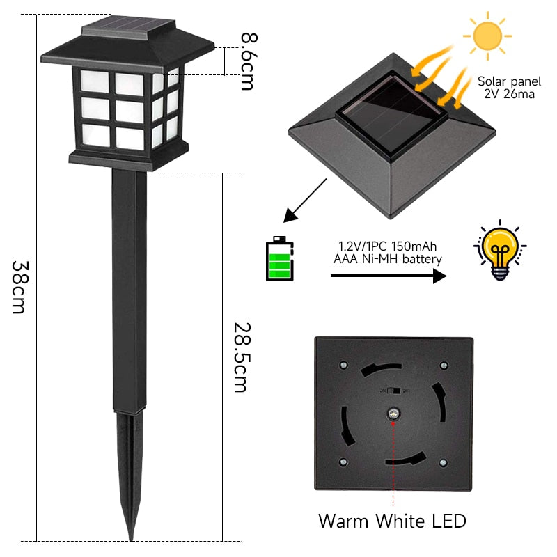 Luz solar LED ao ar livre Pátio à prova d'água Decoração de jardim de Natal Luzes de gramado Caminho Iluminação de energia Quintal Led Lâmpada solar