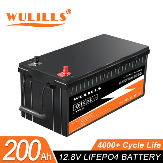 12V 200Ah LiFePO4 Battery Lithium Iron Phosphate Battery Built-in BMS for Solar Power System RV House Trolling Motor Tax Free