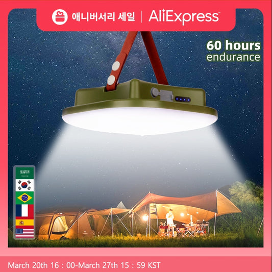 New Upgraded 15600maH Rechargeable LED Camping Strong Light with Magnet Zoom Portable Torch Tent Light Work Maintenance Lighting