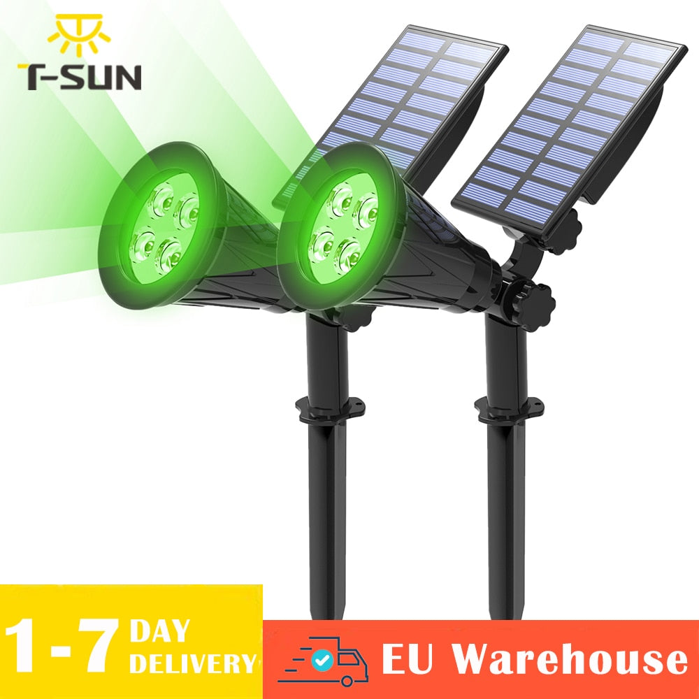 T-SUN 1/2/4 Confezioni Luci solari a Led verdi Faretto solare Impermeabile Lampada da parete solare Lampada solare da giardino Lampada solare Outdoot