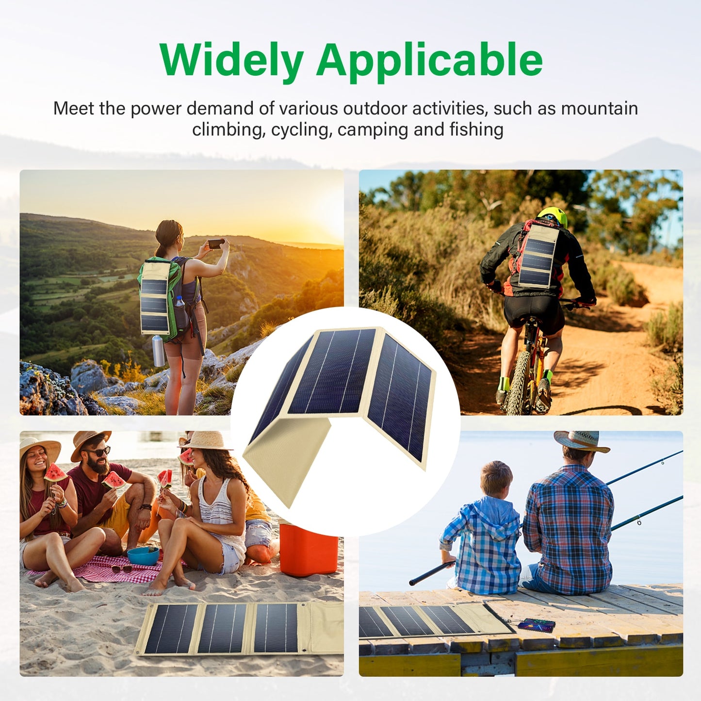 Outdoor Solar Panels 5v waterproof Portable solar battery charge 2USB QC 3.0 9V 12V For notebook Power bank Oxygen camera fan