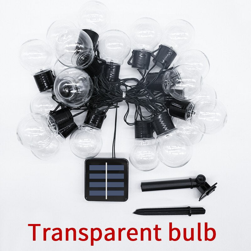 20 LED Outdoor Solar Lights Street garland G50 Bulb String Light Wateroof Decoration Lamp For Garden Indoor Holiday Lighting