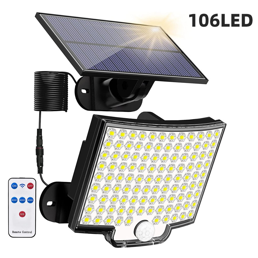 106 Solar Led Light Outdoor waterproof with PIR Motion Sensor security lighting spotlights for garden Path Garage wall lights