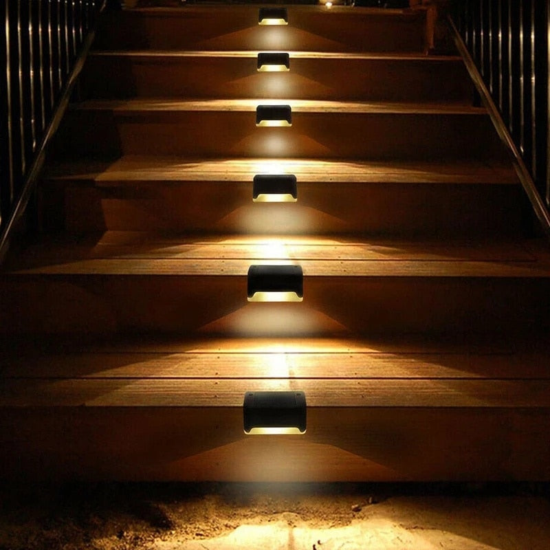 1/4/8/16/20pcs LED Solar Stair Lamp IP66 Waterproof Outdoor Garden Pathway Yard Patio Stairs Steps Fence Lamps Solar Night Light