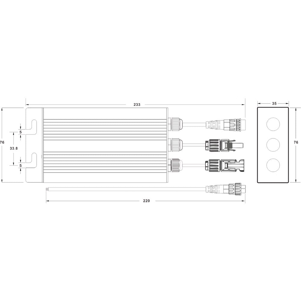 MPPT Solar Grid Tie Micro Inverter 260W 300W 350W 500W 600W DC18V-50V to AC110V-230V 50HZ/60HZ Solar PV Inverter Waterproof IP55