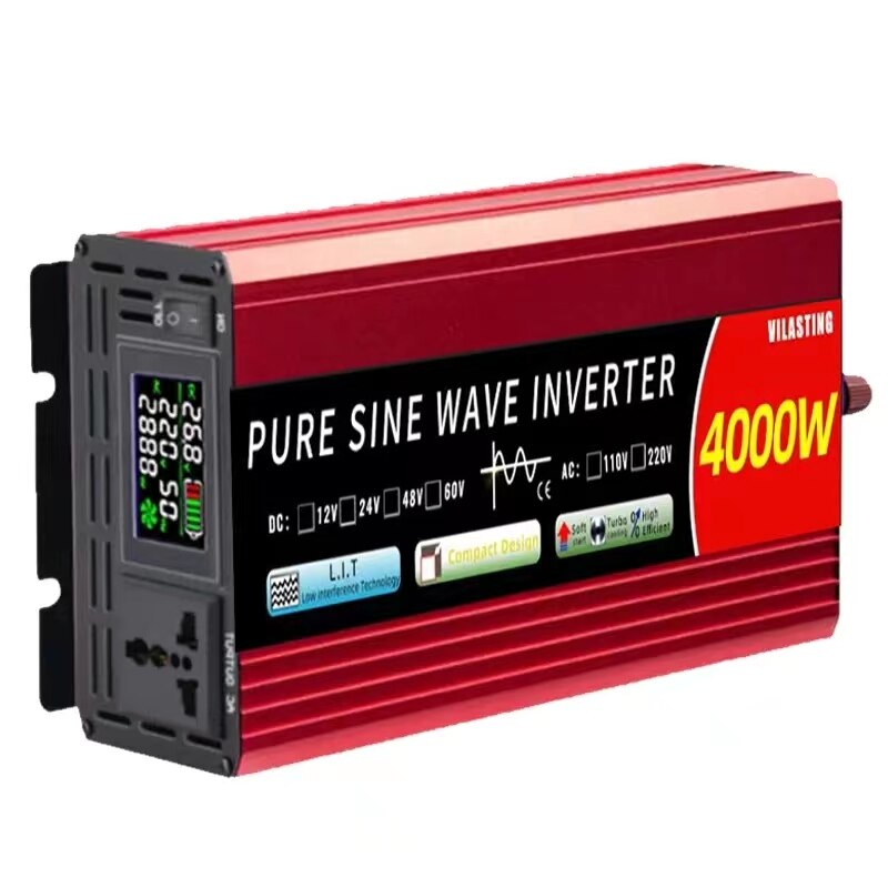 Micro inverter 12v/24v 110v/220v Pure Sine Wave 5000w 4000W 3000W 2000W DC To AC 50/60HZ Smart LCD Display Power boost converter