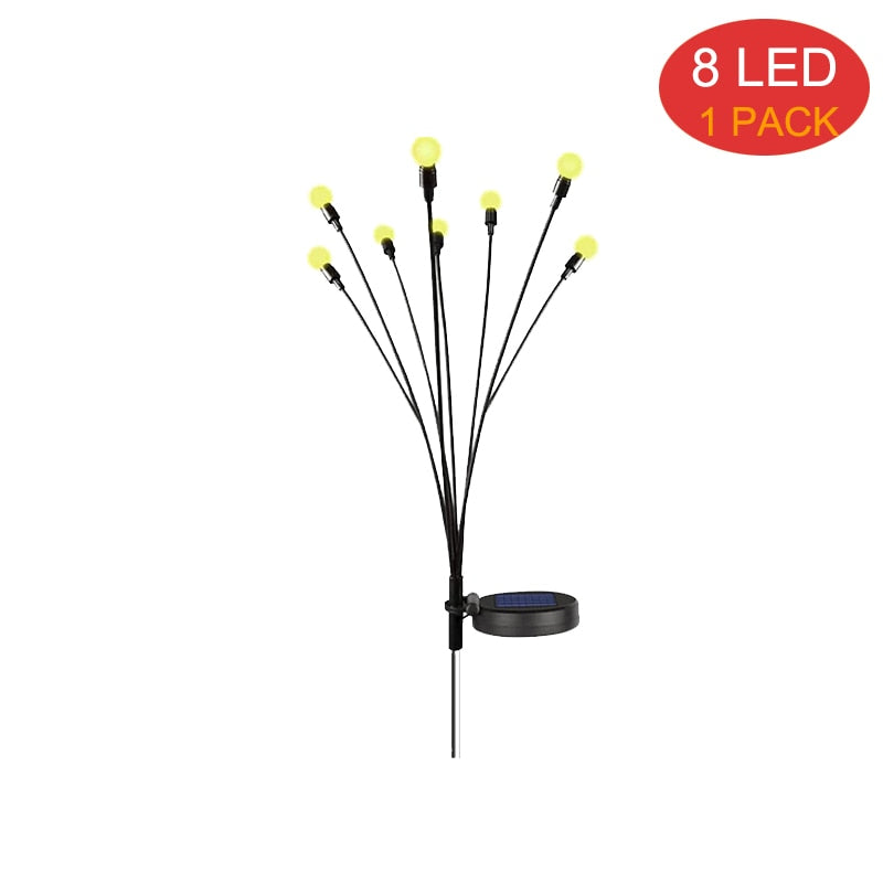 8Pack Solar Firefly Lights 10LED Solar Garden Lights Outdoor Waterproof Swaying Light for Yard Patio Pathway Decoration
