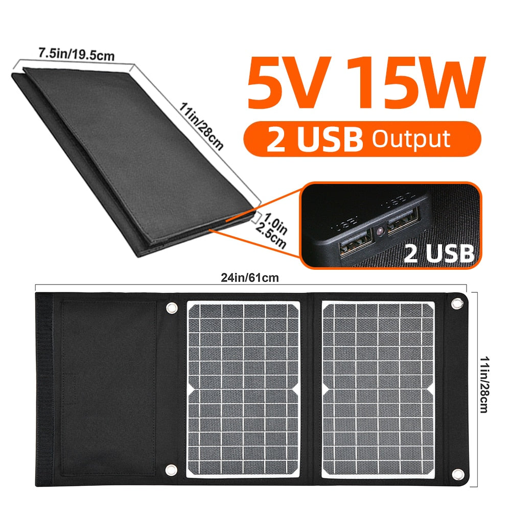 Camping ETFE 30W Solar panel 5v 9v 12v charge battery Foldable Portable Power Bank PD 18W Type C USB QC 3.0 For RV motorhomes