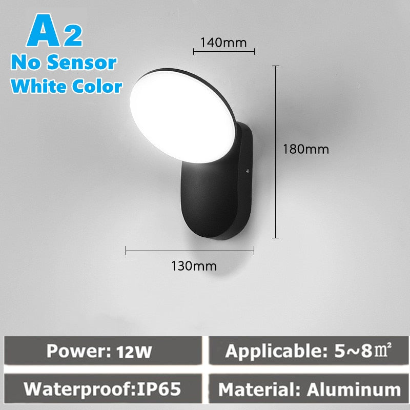 Luz de pared LED IP65 impermeable al aire libre valla de jardín entrada porche pared Exterior pasillo balcón iluminación con Sensor de movimiento