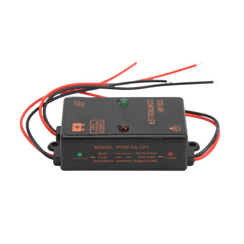 Solar Panel Controller IP67 Waterproof Controller 24H Work PWM Charge Controller 5A 6V 12V Solar Auto Adjustment