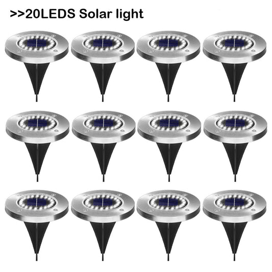 20LED Solar Power Disk Light Outdoor Garden Solar Underground Light Deck Light Spotlight Buried Solar Led Lamp Garden Decoration