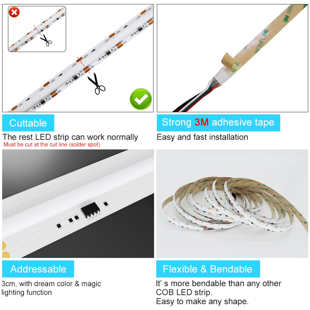 COB LED strip is more bendable than any other lighting function