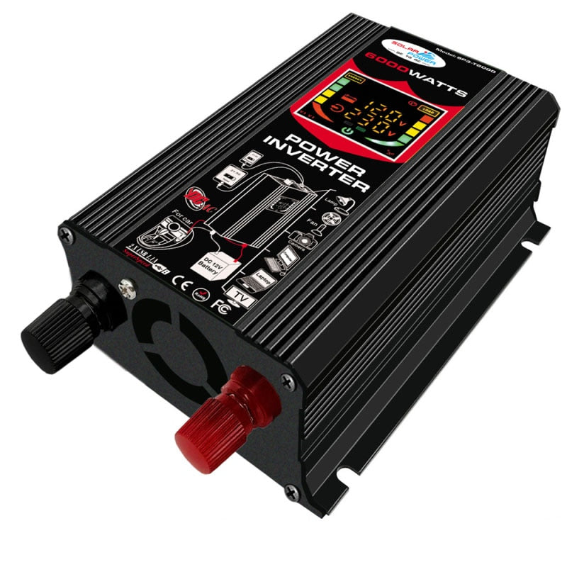 Car Inverter 12V 220V Power 6000W Converter 2 USB EU Socket 2.4A  12 Volts auto Inversor12v 220 v Transformer Solar