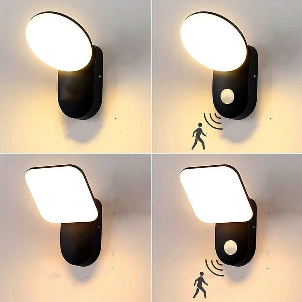 Luz de pared LED IP65 impermeable al aire libre valla de jardín entrada porche pared Exterior pasillo balcón iluminación con Sensor de movimiento