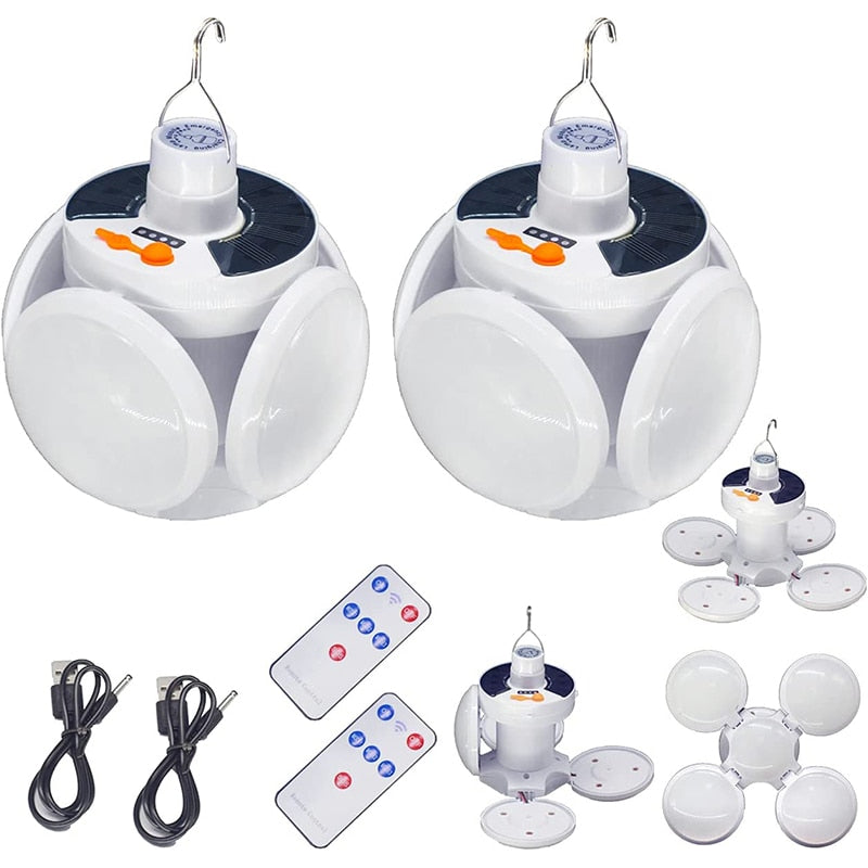 Lampada a LED solare portatile Lampada pieghevole da esterno ricaricabile USB Ricerca lampadina impermeabile Luci da campeggio Torcia Lampada di emergenza