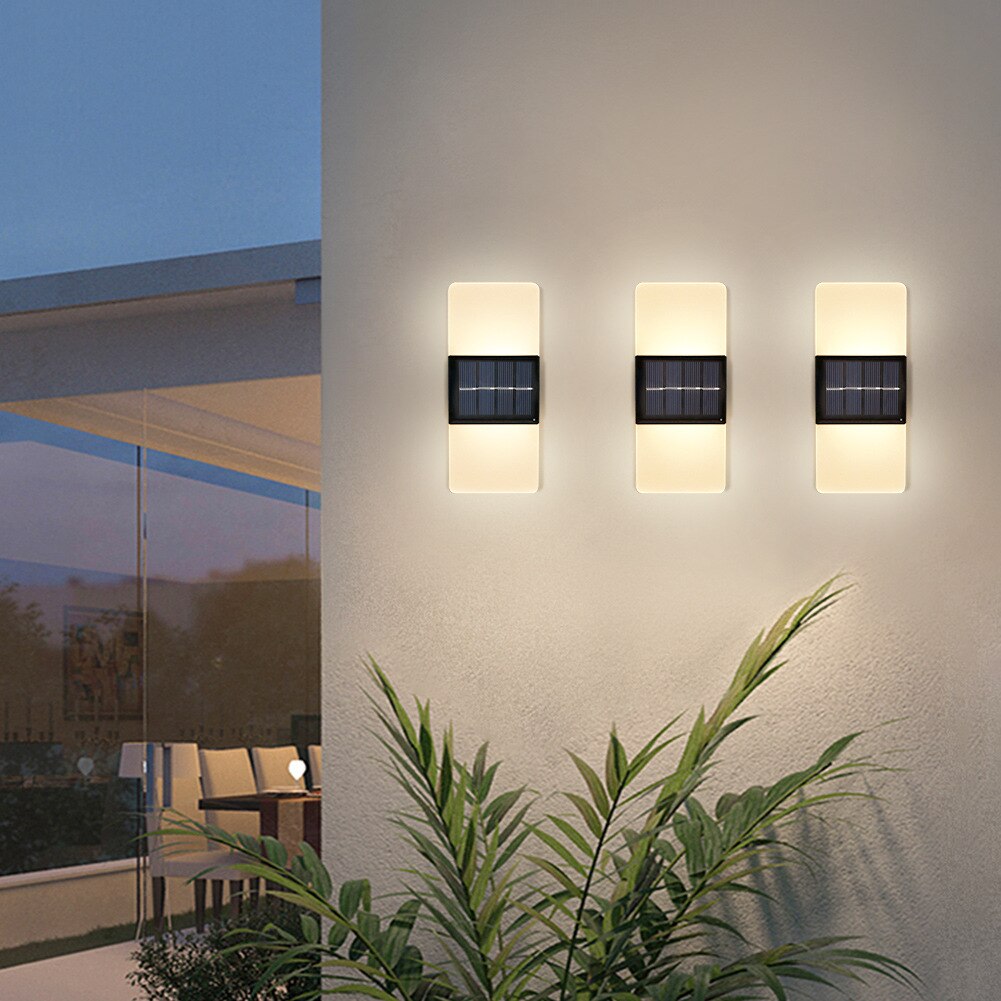 LED-Solar-Wandleuchten, 5 W, für den Außenbereich, wasserdicht, Sicherheits-LED-Beleuchtung, reinweiße und warmweiße Farblampe mit 3 Jahren Garantie