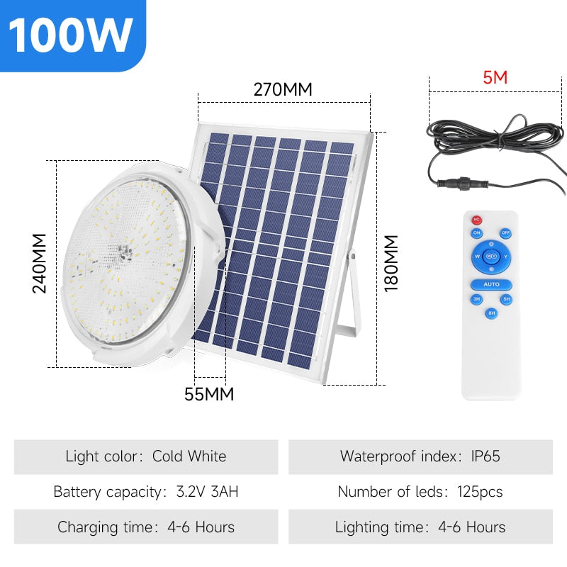 Solar lights Indoor Home Top Ceiling House IP65 Waterproof Outdoor Veranda Solar Power Lamp LED Top Solar Energy Interior Light