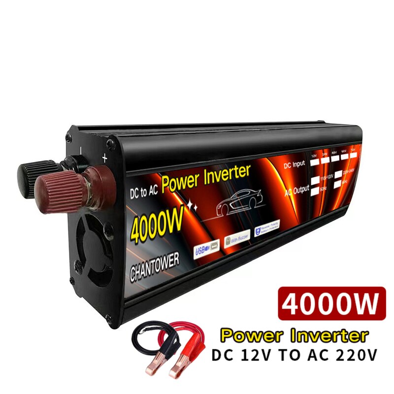 Inversor Solar 12v 220v inversor de corriente 1000W 2000W 3000W 4000W transformador de voltaje portátil convertidor Usb inversor de coche Universal