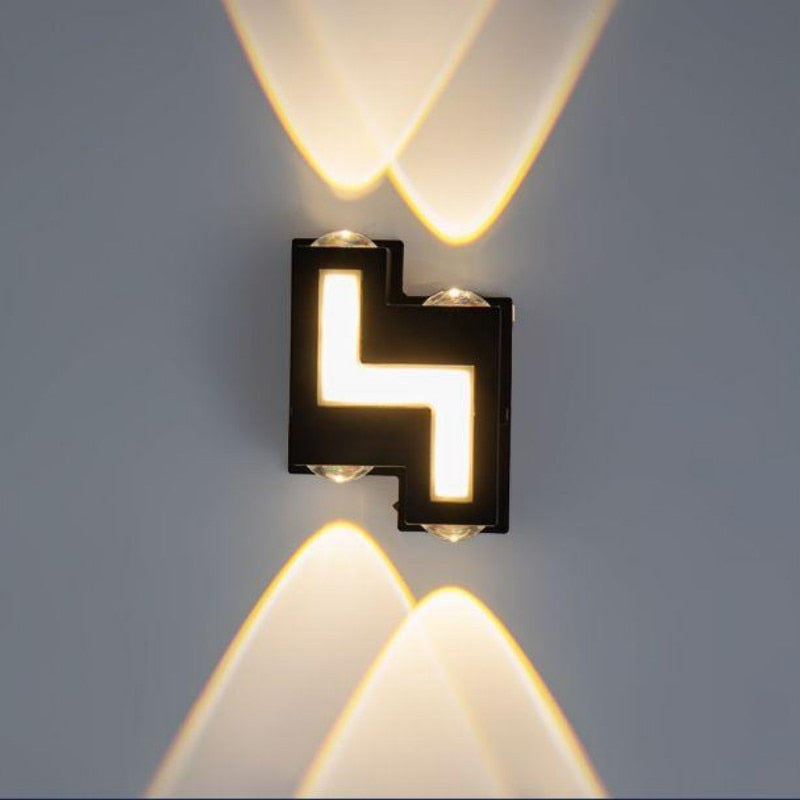 Außenwandleuchte aus Aluminium, IP65, wasserdicht, LED-Beleuchtung, Auf- und Ablicht, Hofgarten, Villa, Wandleuchte, Doppelkopf, 90–260 V