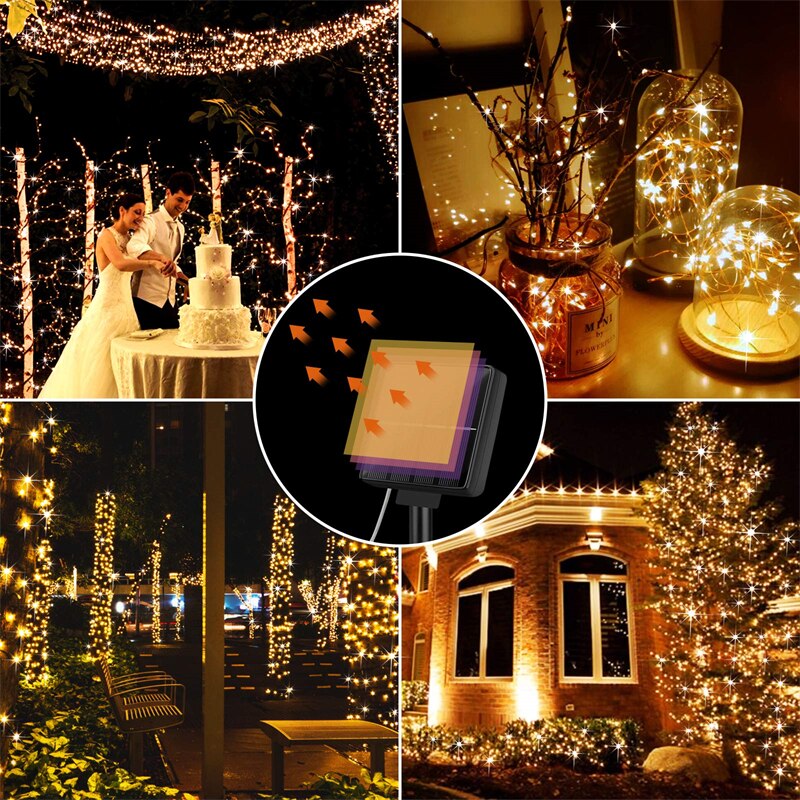 4 Pack Led Solar Fairy Light Outdoor 22/32M Festoon Led Waterproof Garland String Lights Christmas Party Garden Solar Lamp Decor