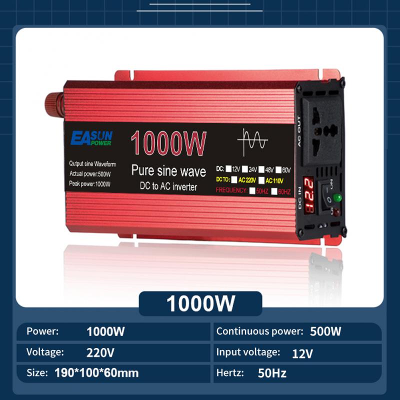 Pure Sine Wave Inverter DC 12V To AC 110V/220V Transformer 1000W 1600W 2200W 3000W LED Display Solar Inverter Power Converter