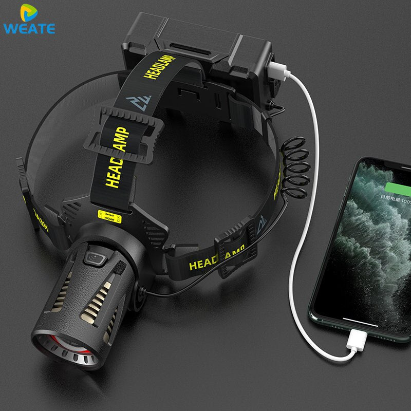 XHP360 High Power Fishing Headlamp Rechargeable Light Headlight Camping Hiking Led Flashlights Can Be Used As A Power Bank