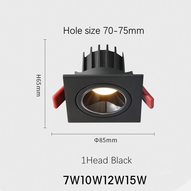 Lámpara de techo LED empotrada 24W 10W Focos LED de cabeza simple / doble CREE COB Downlight antideslumbrante para el interior de la tienda de la oficina en el hogar