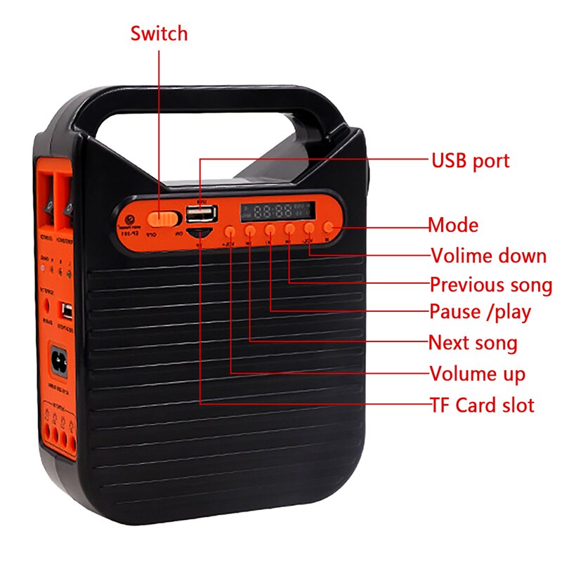 Switch 5 USB port Q Mode Volime down Previous song Pause /