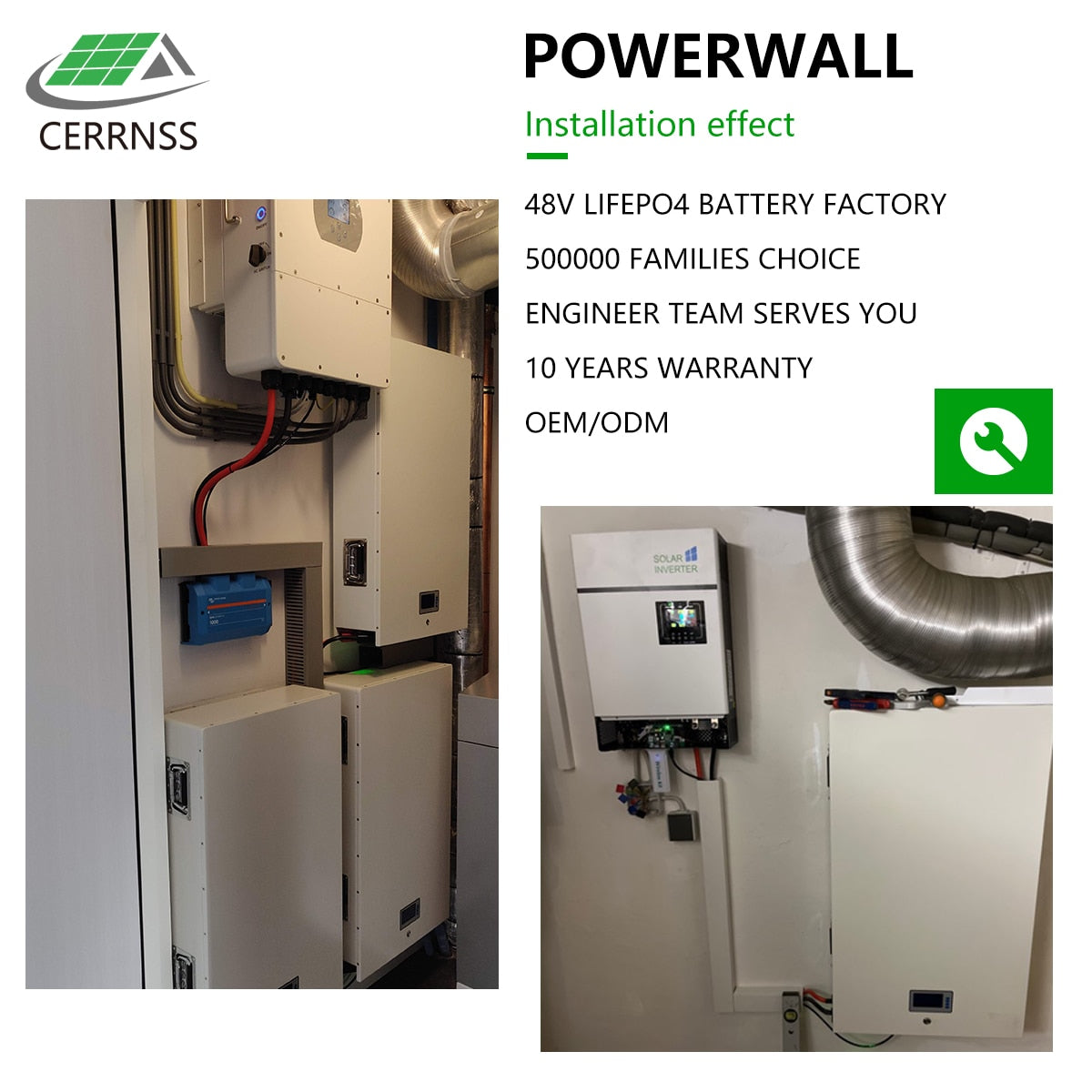 LiFePO4 Battery 48V 200Ah 10Kw Powerwall 51.2V Built-in BMS Parallel 320Kw With CAN RS485>6000 Cycles For Solar 10 Year Warranty