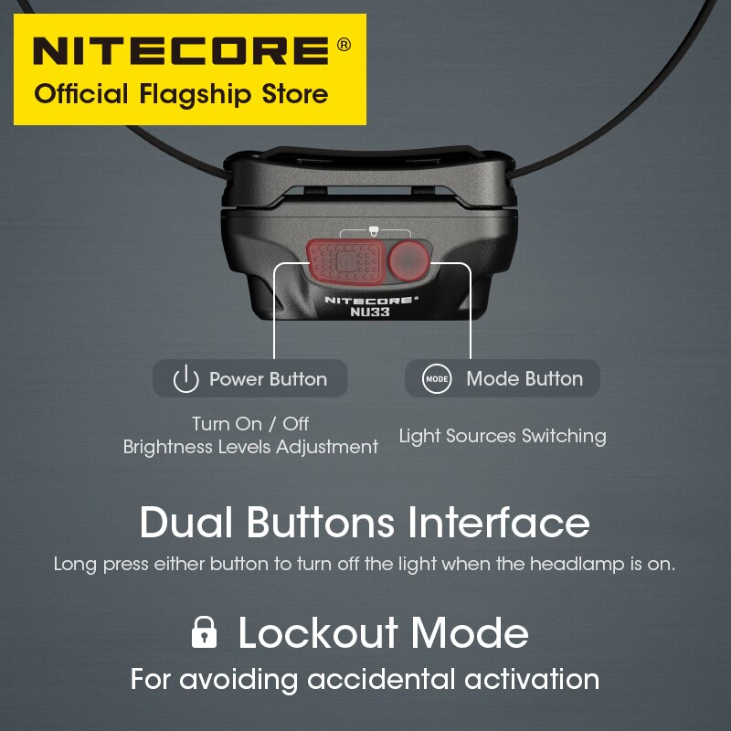 NITECORE NU33 USB-C Rechargeable Headlamp LED Triple Output 700 Lumens Built in 2000mAh Battery for Camping Work Light Fishing