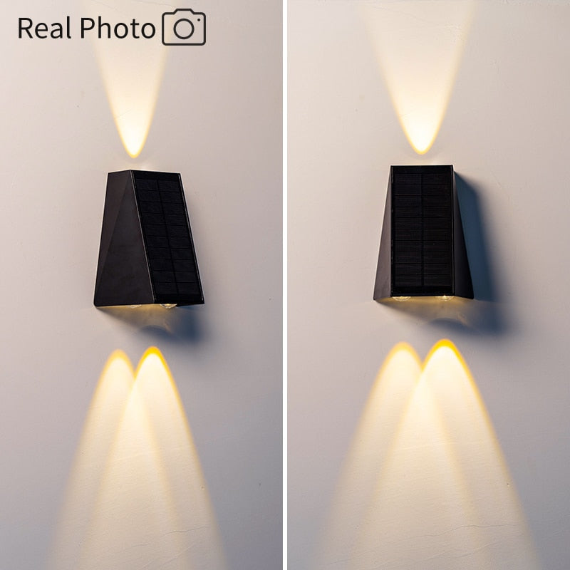 Lámpara de pared Solar Joollysun, iluminación exterior, luces de porche modernas para el hogar, jardín, valla, Patio, impermeable, IP65, lámpara LED inalámbrica
