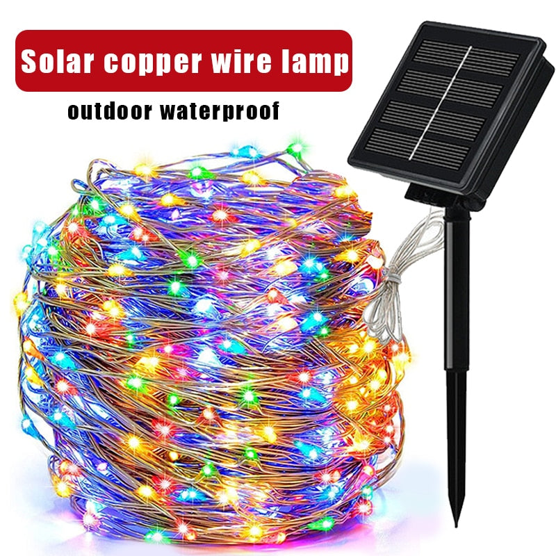 Guirlande Solaire Fée LED Lumières 200m Lumières De Noël Étanche Extérieure Guirlande Solaire Lampe De Noël Pour La Décoration De Jardin.