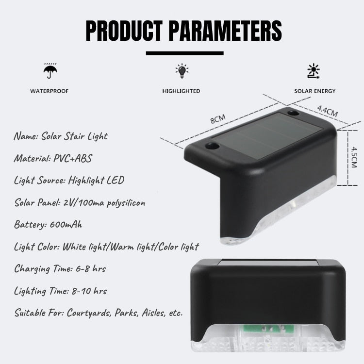 Lampada solare a LED Percorso Scale Luci da giardino per esterni Impermeabile Energia solare Balcone Decorazione luminosa per recinzione per scale del patio di Natale