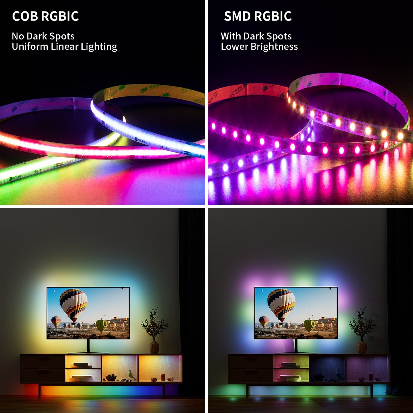 PAUTIX COB LED Strip Pixel Addressable RGB Full Dream Color DC 12V 24V Flexible 630LEDs/m Smart Led Tape Lights for Room Decor