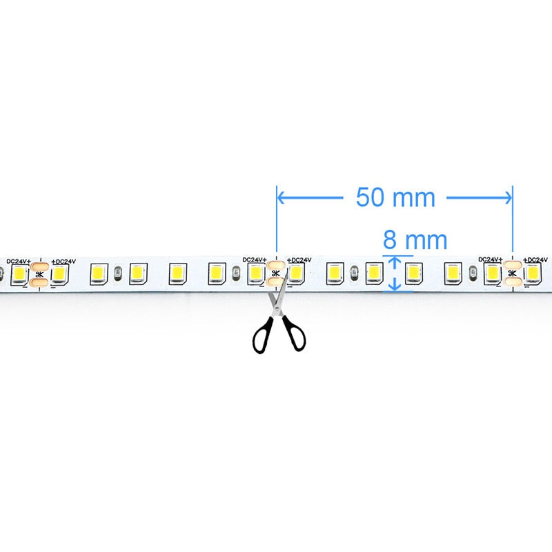 Single Strip 20 Meters Long LED Strip 2835 DC24V 120LEDs/m Home Light Strip Flexible Cuttable Whole Length Is 20m Soft Lamp Bar