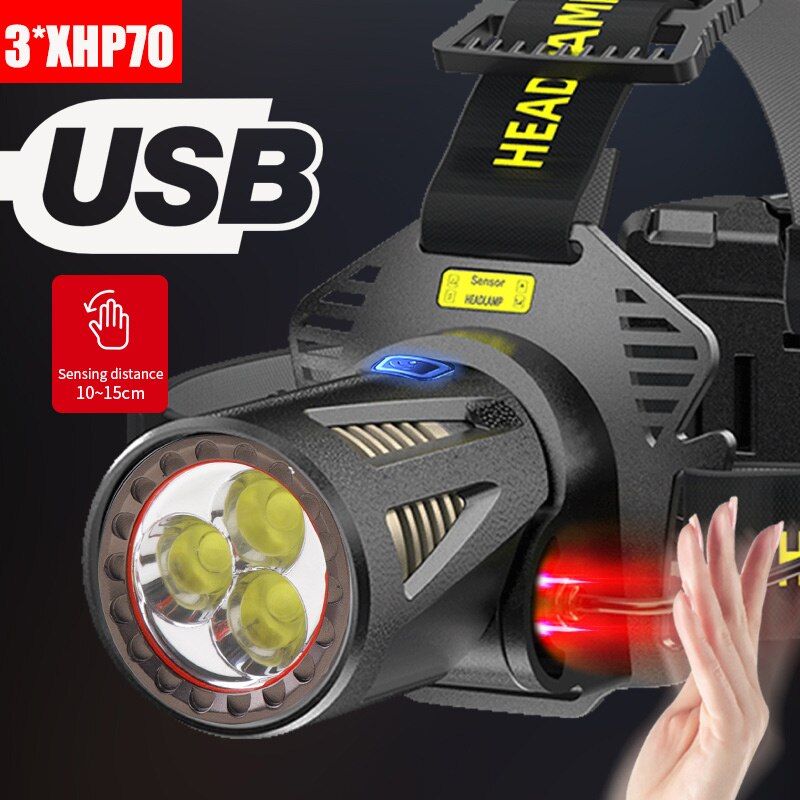 XHP360 36core Powerful Fishing Headlamp 7800mah Rechargeable Light 3*XHP70 Headlight Camping Hiking Waterproof Led Flashlights