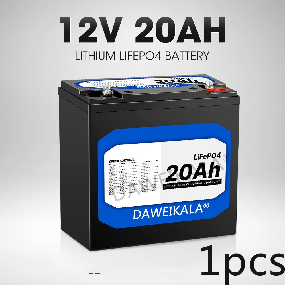 New 12V 20Ah LiFePo4 Battery Lithium Iron Phosphate 12V 24V LiFePo4 Rechargeable Battery for Kid Scooters Boat Motor No Tax