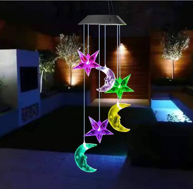 New Solar Power Wind Bells Chime Crystal Ball Hummingbird Butterfly Dragonfly Waterproof Outdoor Light for Patio Yard Garde