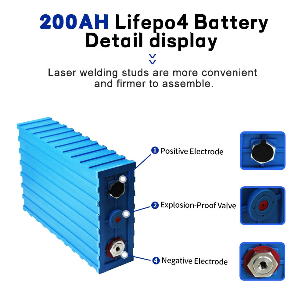 2OOAH Lifepo4 Battery Detail display Laser welding stud