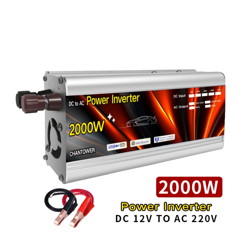 Inversor de onda sinusoidal modificada, inversor Solar de 12v, 220v, 1000W, 2000W, 3000W, 4000W, transformador de voltaje, convertidor de potencia de 12v, inversor de coche