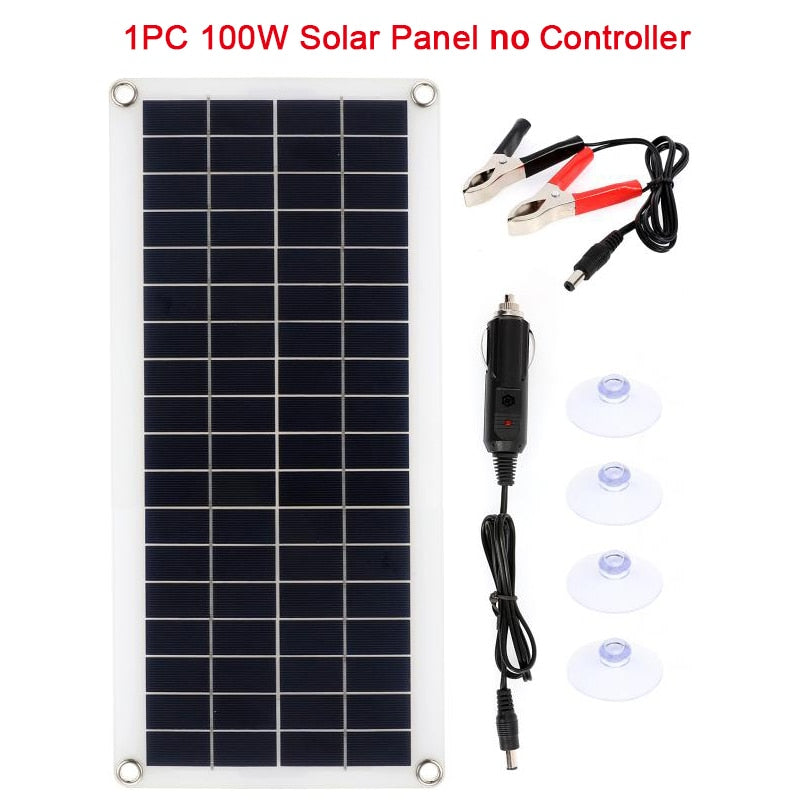 100W Solar Panel Kit Dual 12V USB With 30A/60A Controller Solar Cells Poly Solar Cells for Car Yacht RV Battery Charger