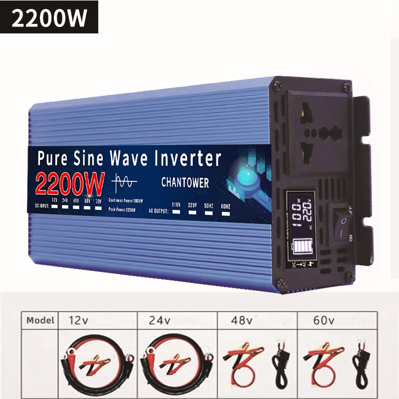 Pure Sine Wave Inverter 12V 220V DC 12/24V To AC 220V 2000W 3000W 3600W Universal Power Voltage Converter Car Solar Inverter