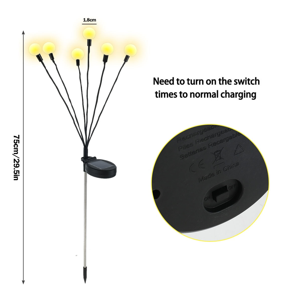 Luce solare a LED per esterni Impermeabile da giardino Luce solare alimentata Luci paesaggistiche Firefly Luci da giardino Prato Decorazione da giardino Luce solare