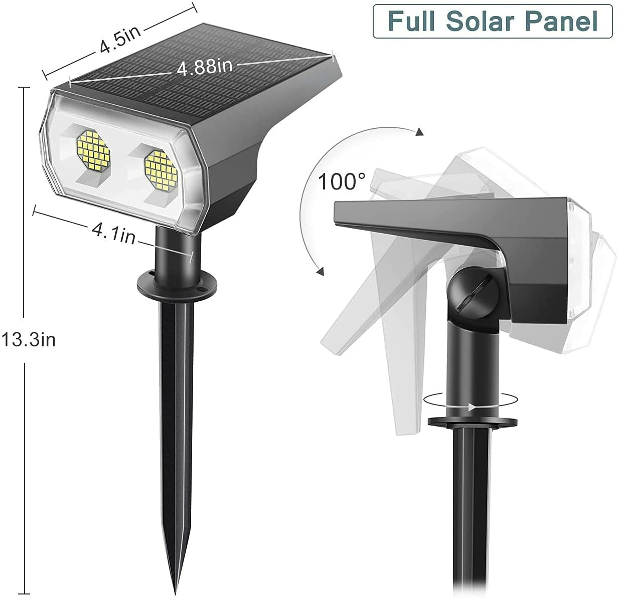 48 LEDs Solar Light Outdoors Landscape Spotlights, 2 In 1 Wireless Waterproof Outdoor Solar Spotlights for Yard Garden Patio