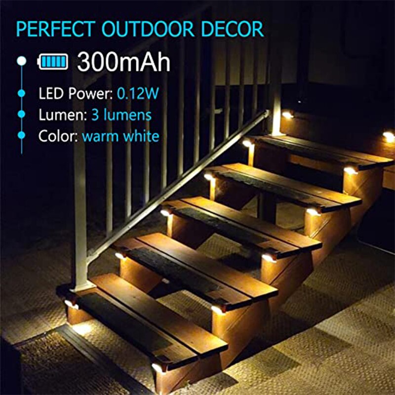 Lampada da gradino a LED bianco caldo Lampada da giardino per scale da esterno Luci da giardino impermeabili per balcone Decorazione per recinzione per scale da patio