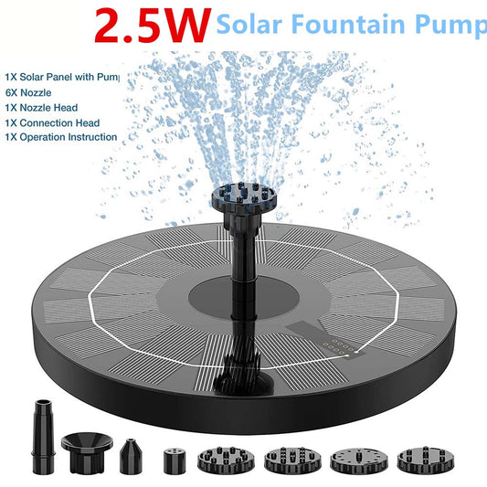 2.5W Solar Bird Bath Fountain, 2.5Wsolar Fountain Pump 1X Solar Panel with Pumg